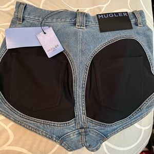 Mugler Contrast Panel Denim Shorts